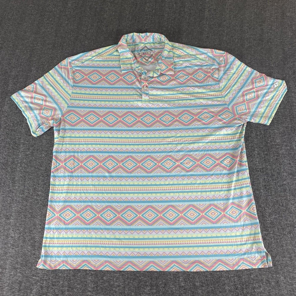 Burlebo Performance Polo Shirt Mens 2XL Aztec Southwestern Golf Stretch
